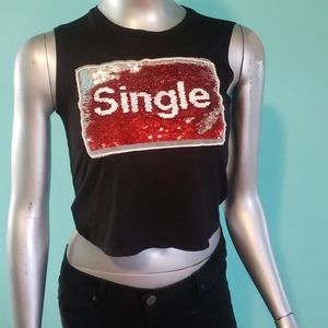 Single Taken Black Cropped Muscle Tee NWT …